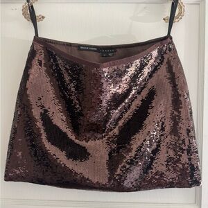 Theory Sequin Mini Skirt in Shimmering Brown